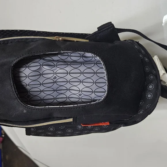 Fisher-Price Black Baby Bag with Elegant Gray Lining - Picture 3 of 4